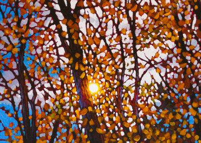 Autumn Blues and Ochres 18" by 18" Framed